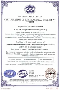 ISO 14001 certificate
